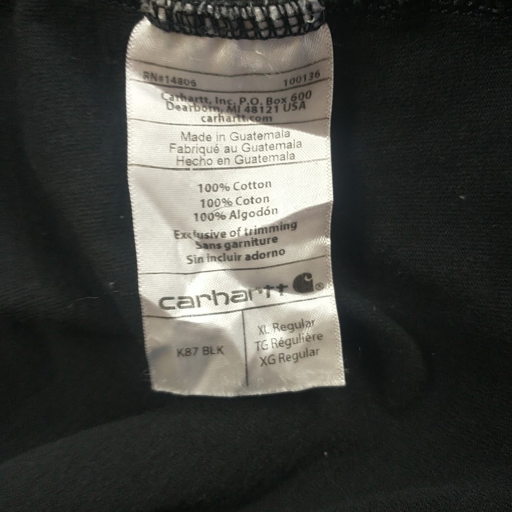 Carhartt K87 BLK Mens XL Black Short Sleeve Pocket T-Shirt Original Fit Cotton - Picture 15 of 16